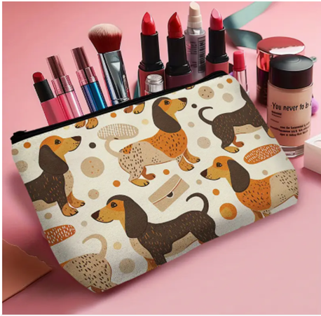 Bolsa de Cosméticos con Temática de Perro Dachshund