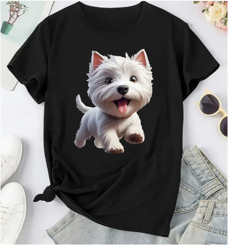Camiseta Cómoda con Estampado de Cachorro WESTY
