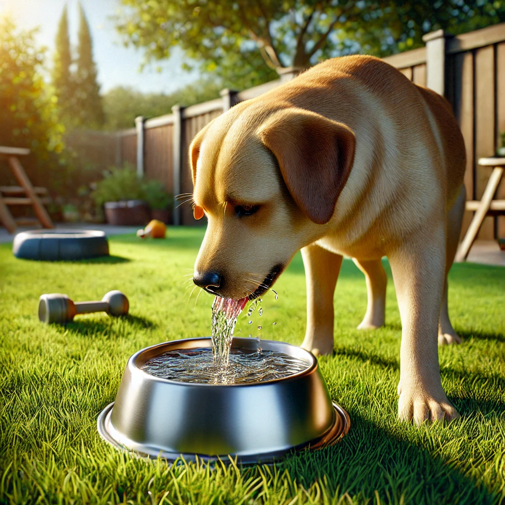 perro bebe mucha agua